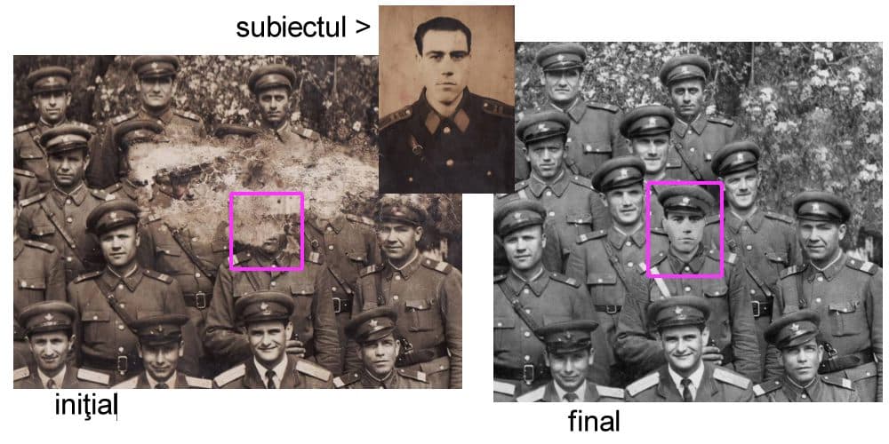 restaurare fotografie veche cu soldati